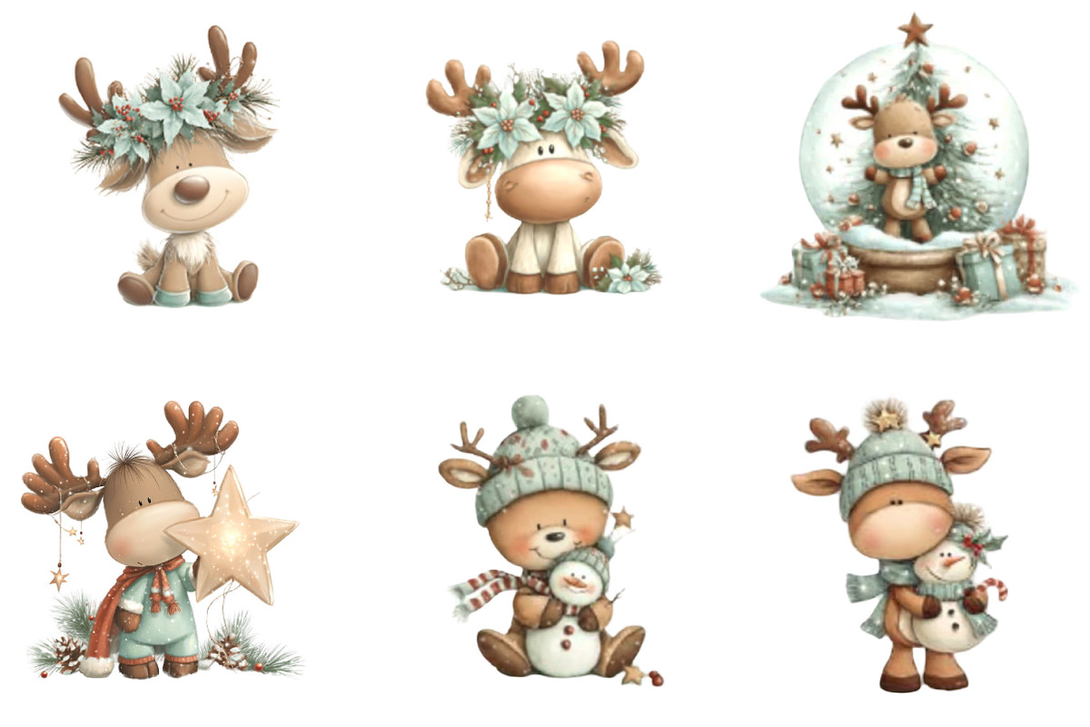 Cute Christmas Reindeer Clipart, a Seasonal Illustration by Designking (Photo 4 of 5)