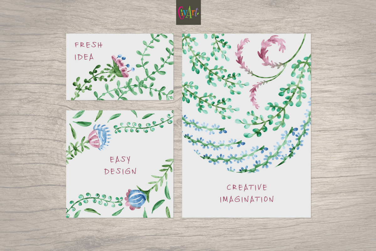50 floral watercolor vector brushes, a Brush Add-On by SunArt (Photo 5 of 5)