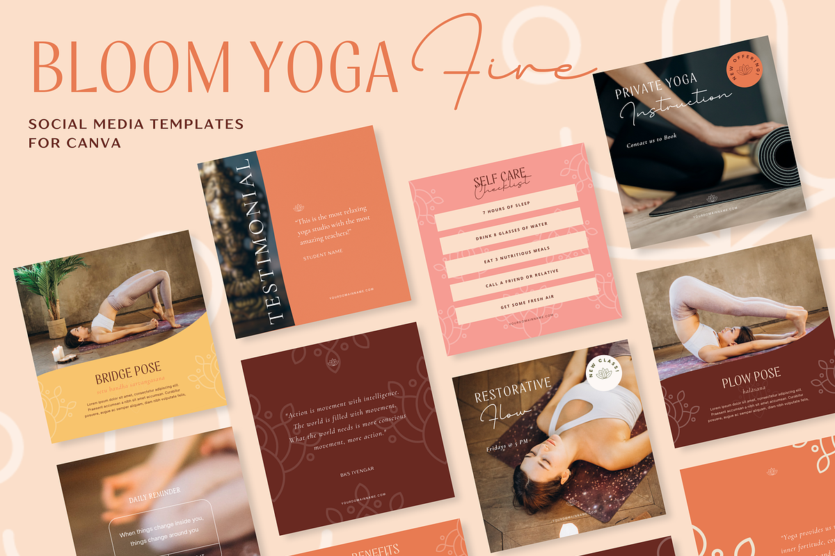 Bloom Yoga Fire Canva Template, a Social Media Template by The Inspired Brand (Photo 2 of 6)