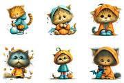 Whimsical Halloween Cat Clipart, a Seasonal Illustration by CreationArt (Thumbnail 4 of 5)