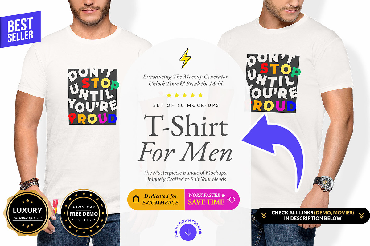 Men T-Shirt 10x Mock-ups, a Shirt Mockup by Mocca Mockups Store (Photo 1 of 5)
