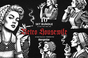 10 Bundle Dark Art Retro Housewife, an Illustration by Morspective