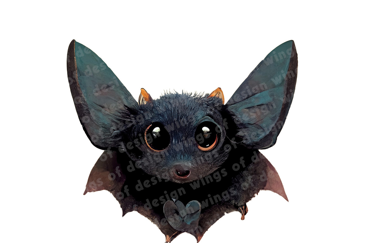Cute Furry Bat Clip Art Illustration, an Illustration by wings of design