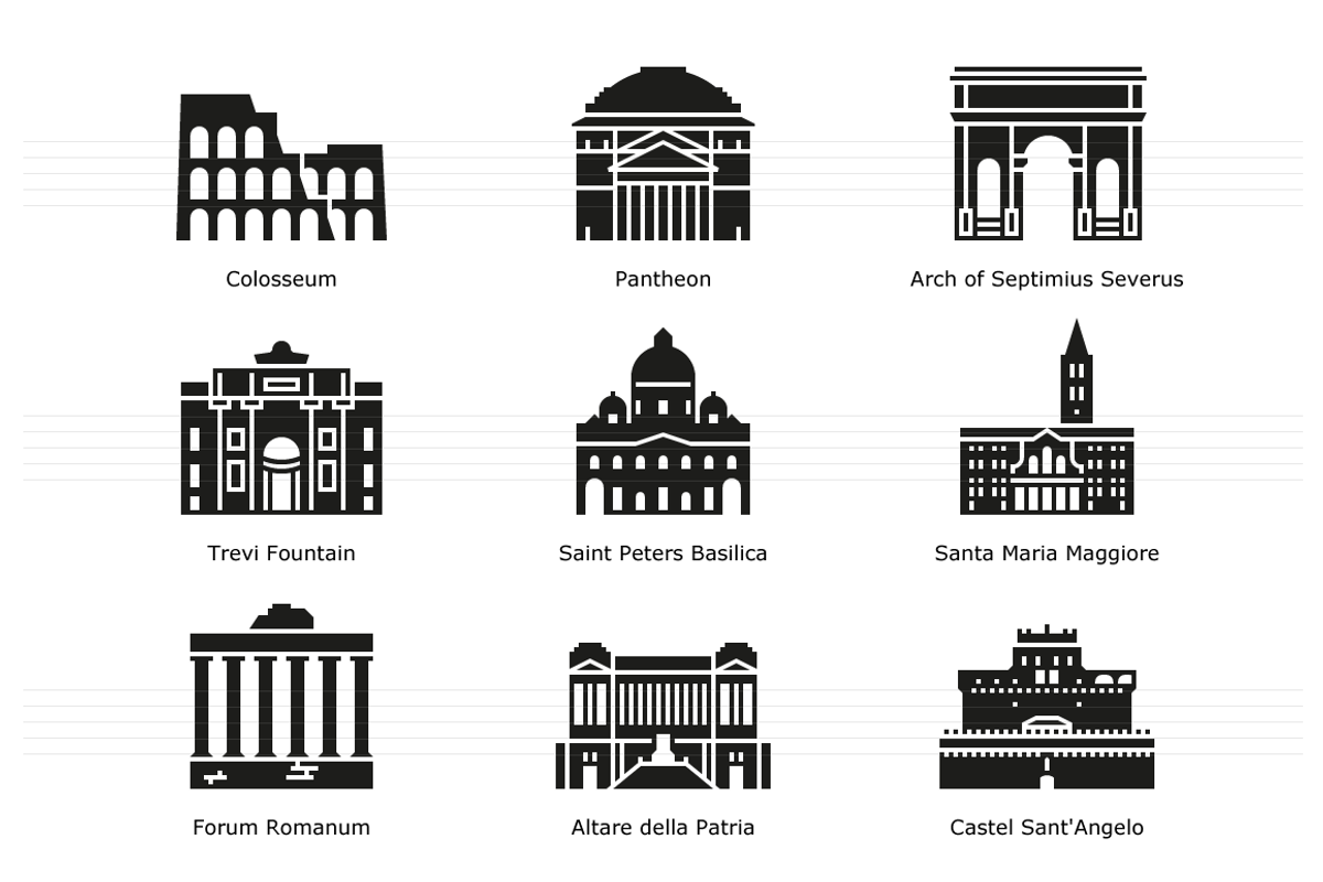 Landmarks of Italy - Rome, an Outline Icon by Jozsef Balazs-Hegedus (Photo 3 of 7)