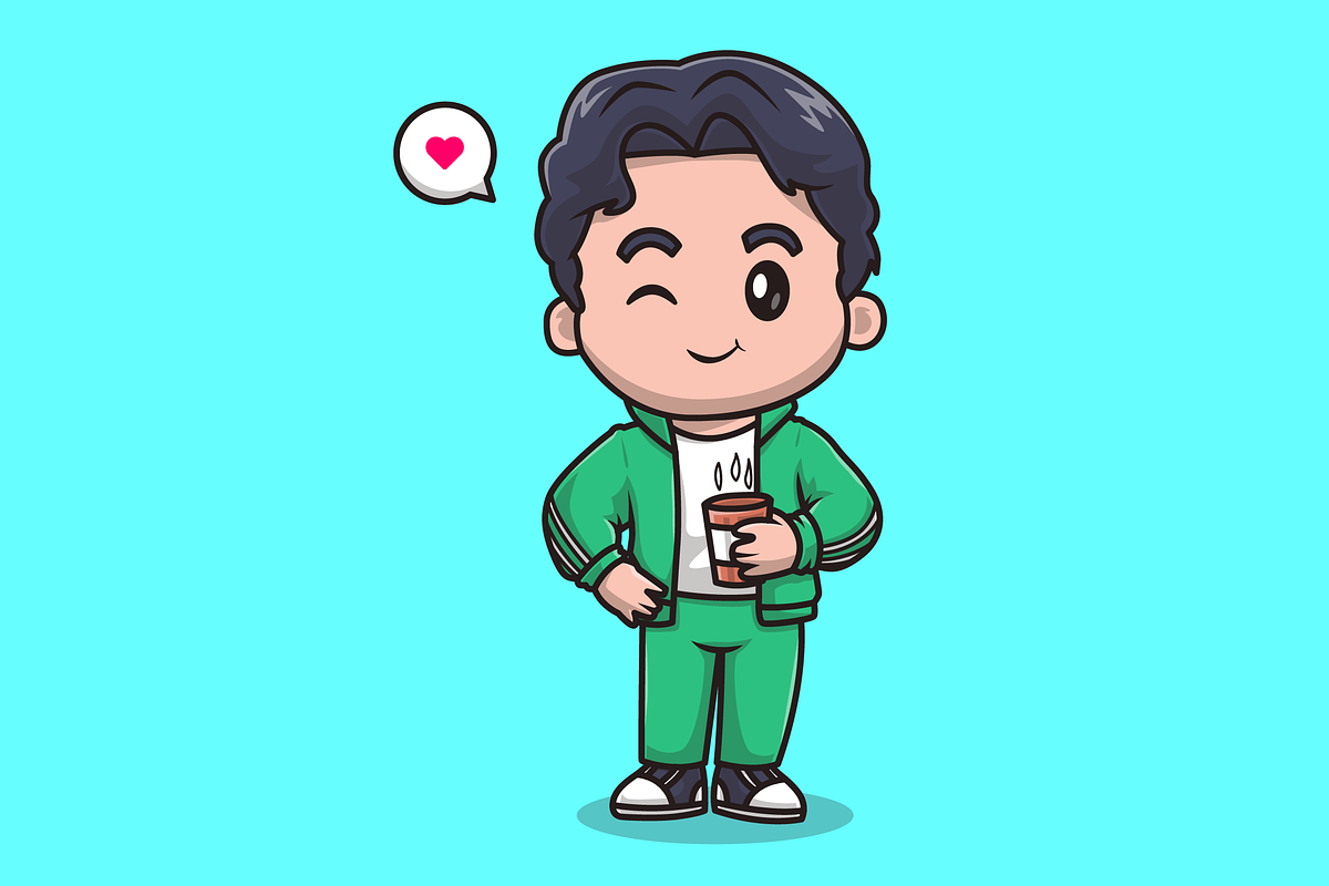 Cute Man Drink Coffee Cartoon, a Person Illustration by Catalyst Labs