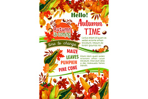 Hello Autumn Banner Of Fall Harvest Celebration