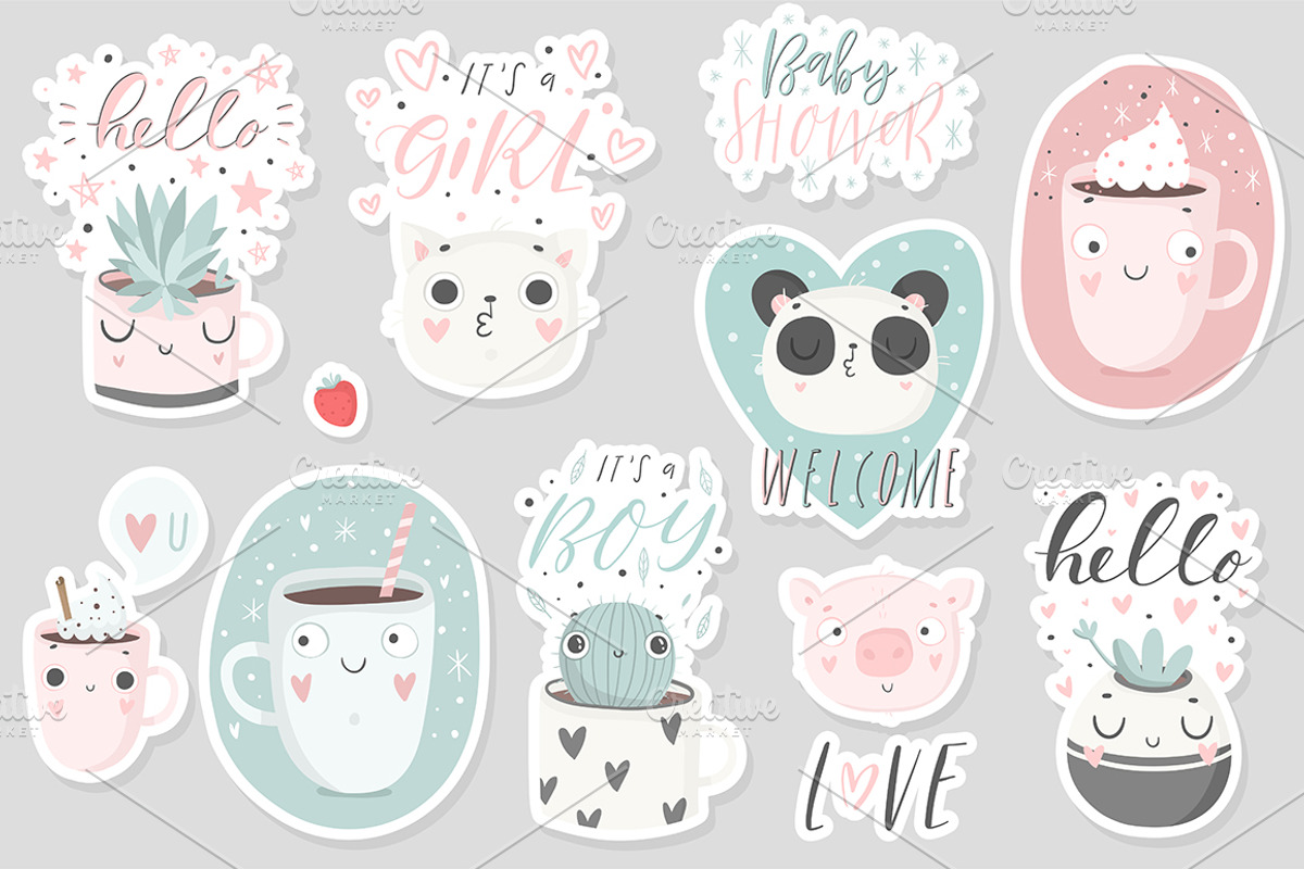 Cute Kids Set, an Animal Illustration by Artnis (Photo 9 of 11)