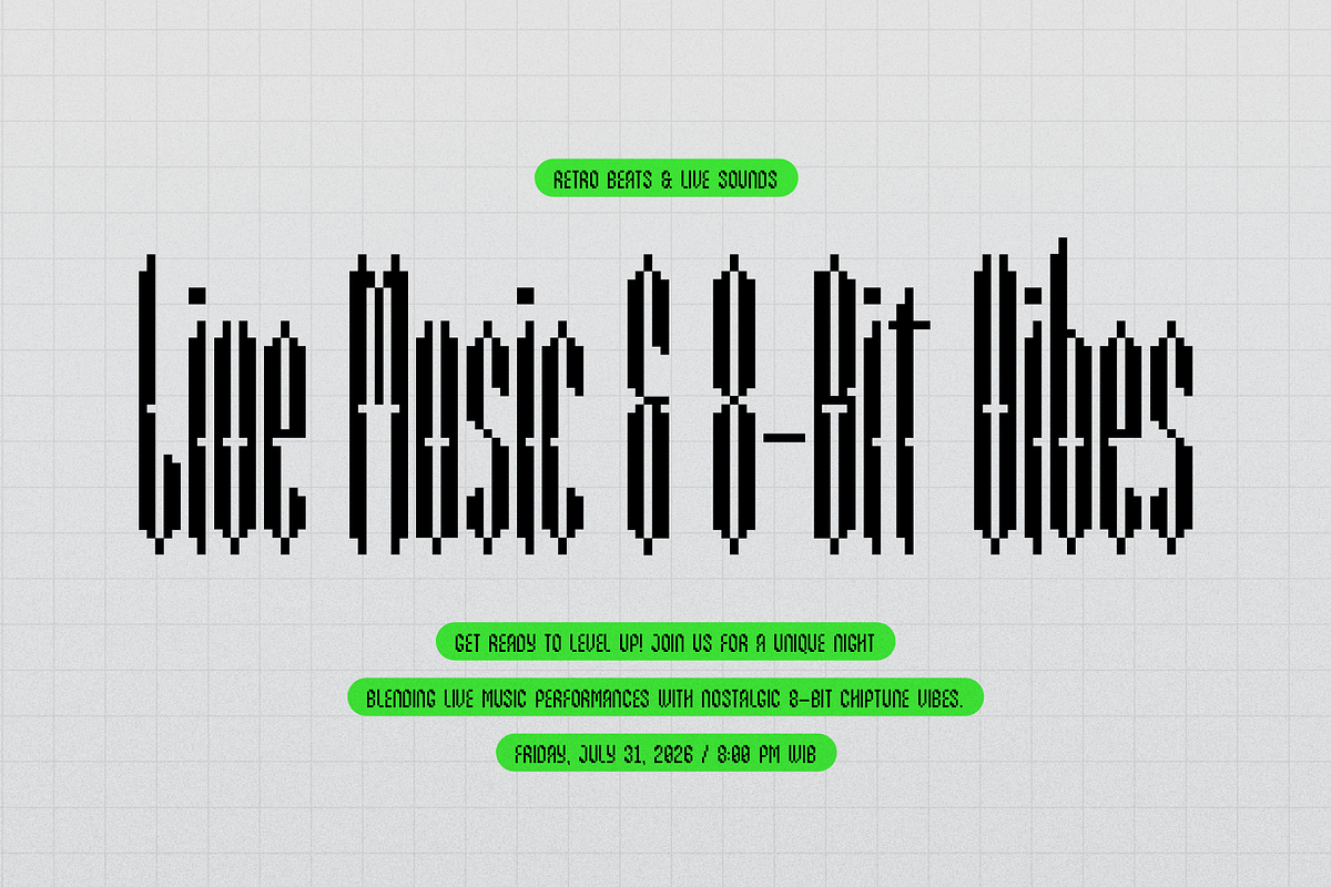Pixel Condensed Pixelated Condensed, a Handwritten Font by gracetype_studio (Photo 5 of 12)