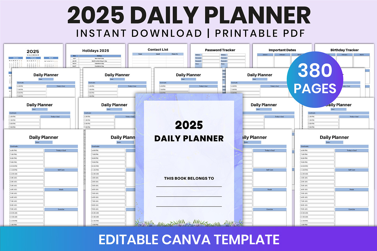 2025 Daily Planner For Canva, a Stationery Template by Shumaya (Photo 1 of 3)