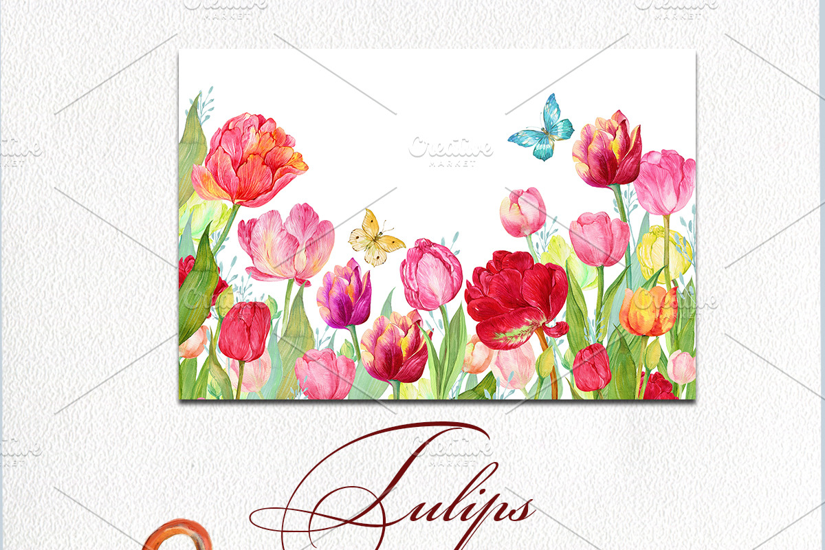 Tulips Clipart Watercolor, a Background Graphic by MitrushovaArt (Photo 4 of 4)