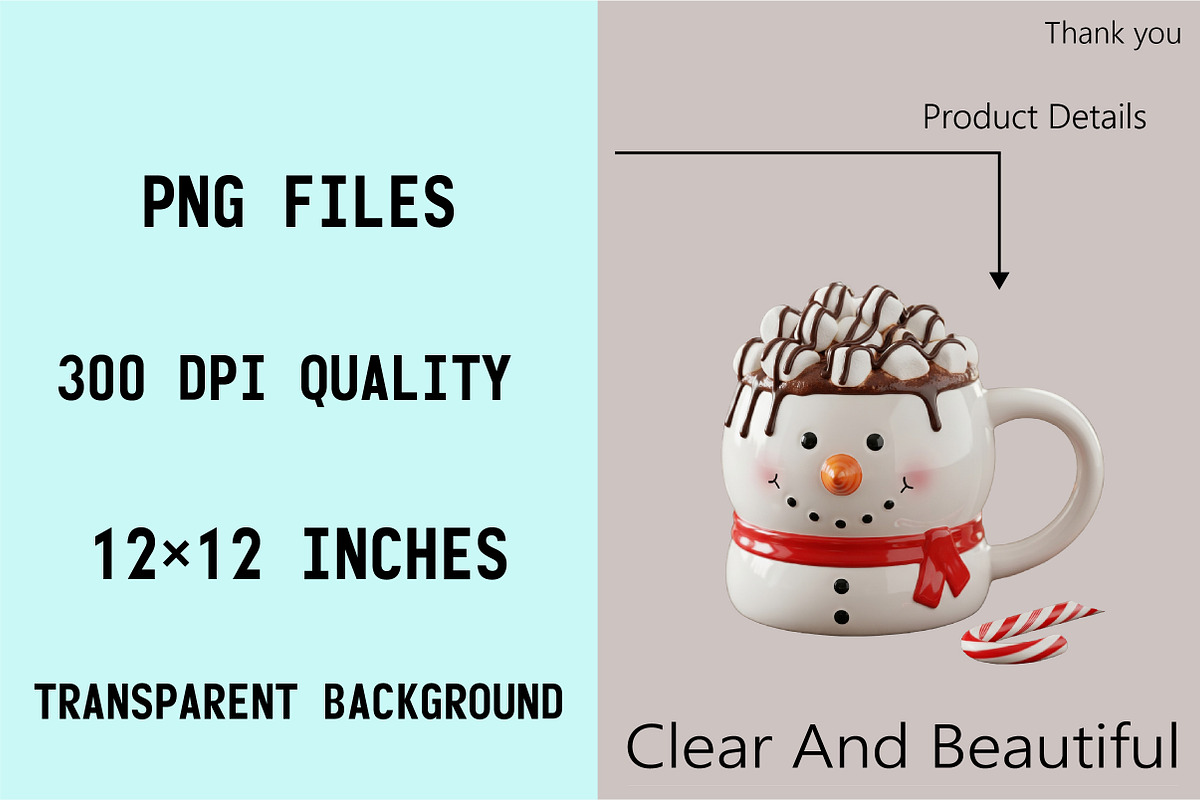 Cute Christmas Hot Cocoa Cup Clipart, an Illustration by SVGArt (Photo 3 of 8)