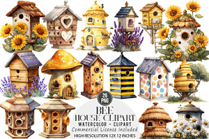 Bee House Clipart Bundle, an Illustration by DreamArtGraphic