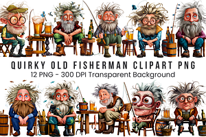 Quirky Old Fisherman Clipart PNG, a Graphic by Clipart Bloom