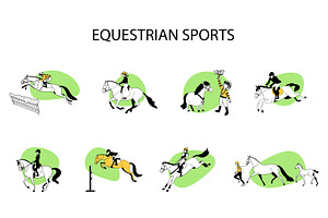 Horse Riders Illustration Set, an Animal Illustration by Naurider