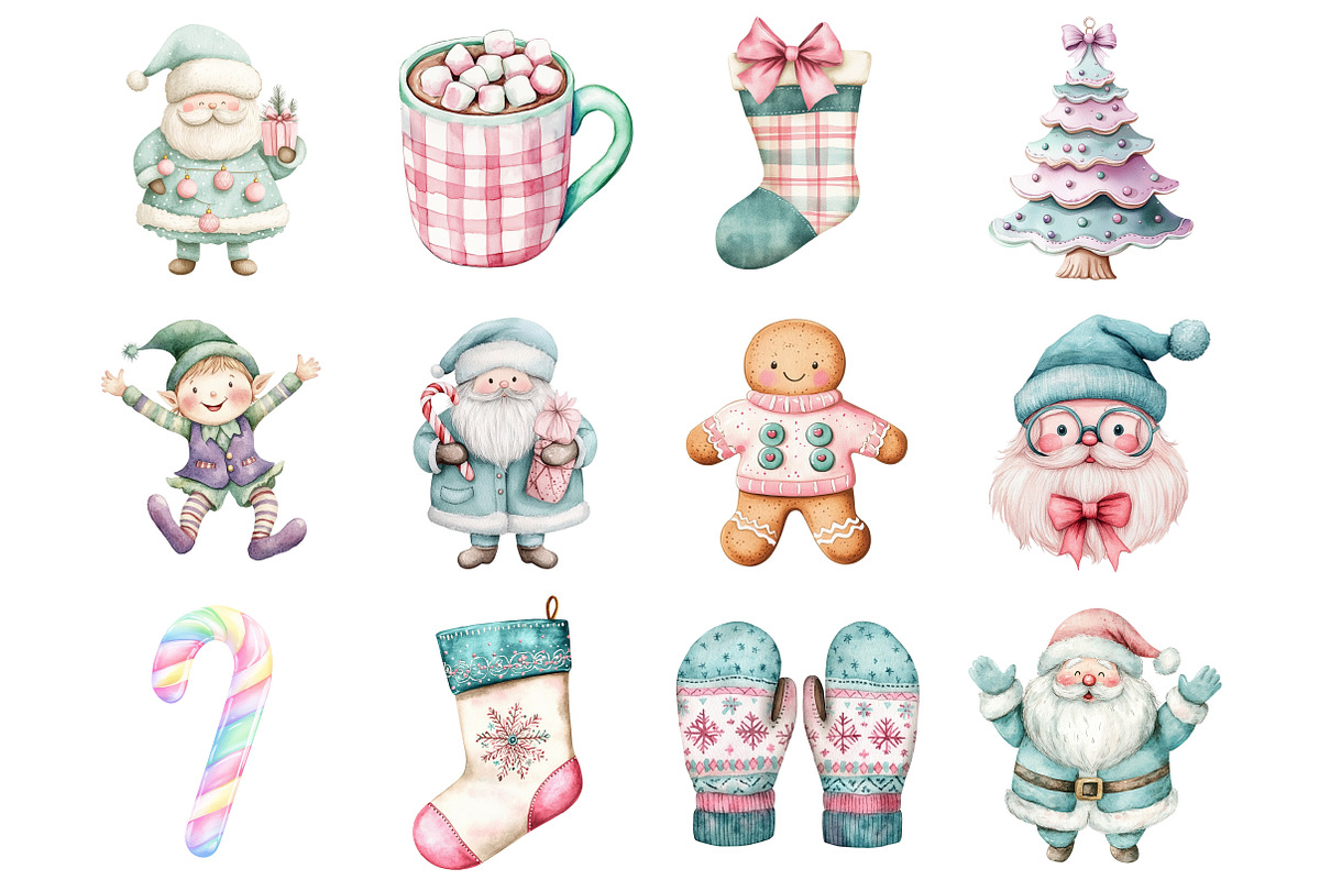 Pastel Christmas Clipart, a Seasonal Illustration by Design Market (Photo 3 of 5)