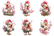 Floral Chicken Singing Farm Clipart, an Illustration by CraftArtStudio (Thumbnail 2 of 6)