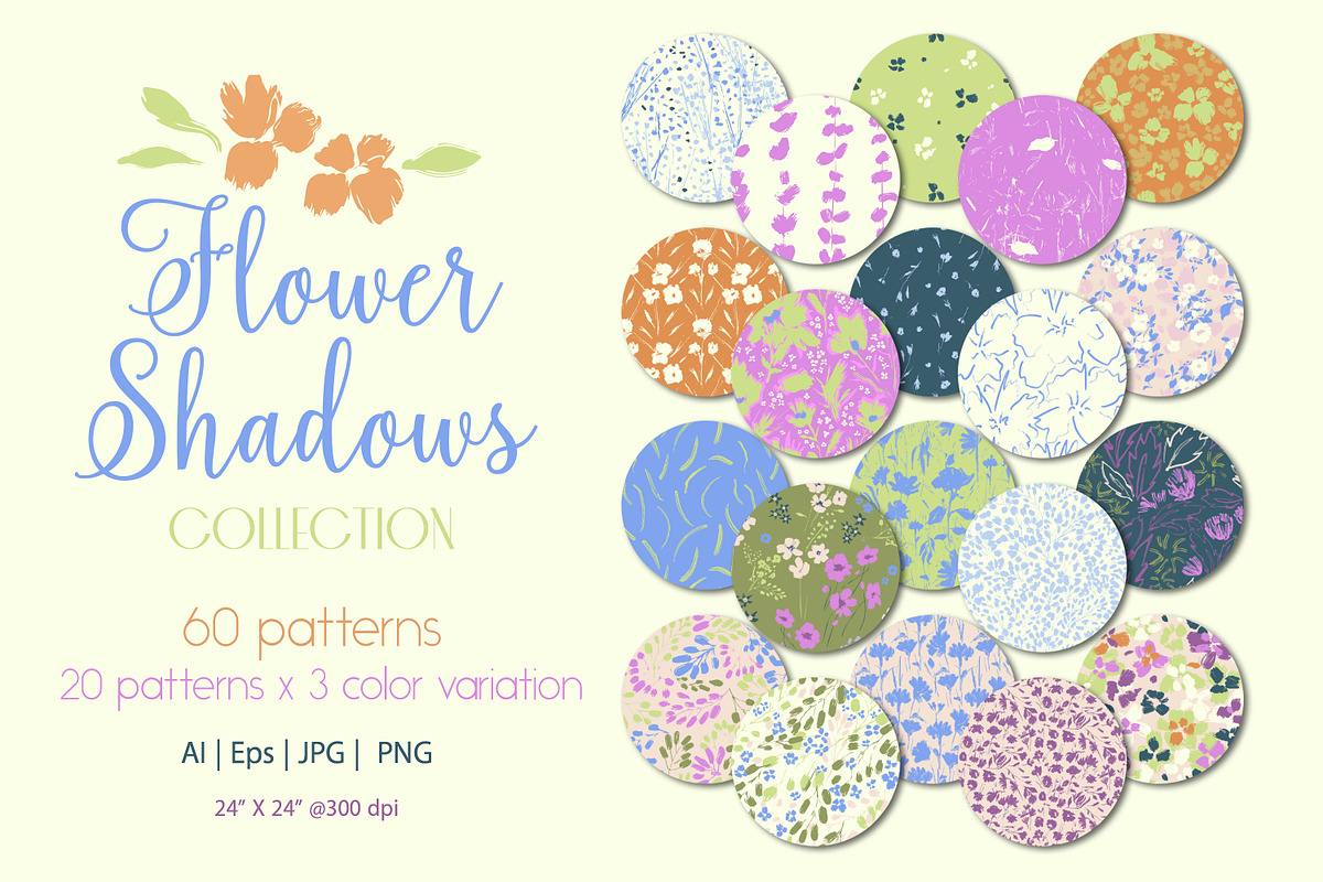 flower shadows pattern collection, a Pattern Graphic by Mona Ahmed (Photo 1 of 8)