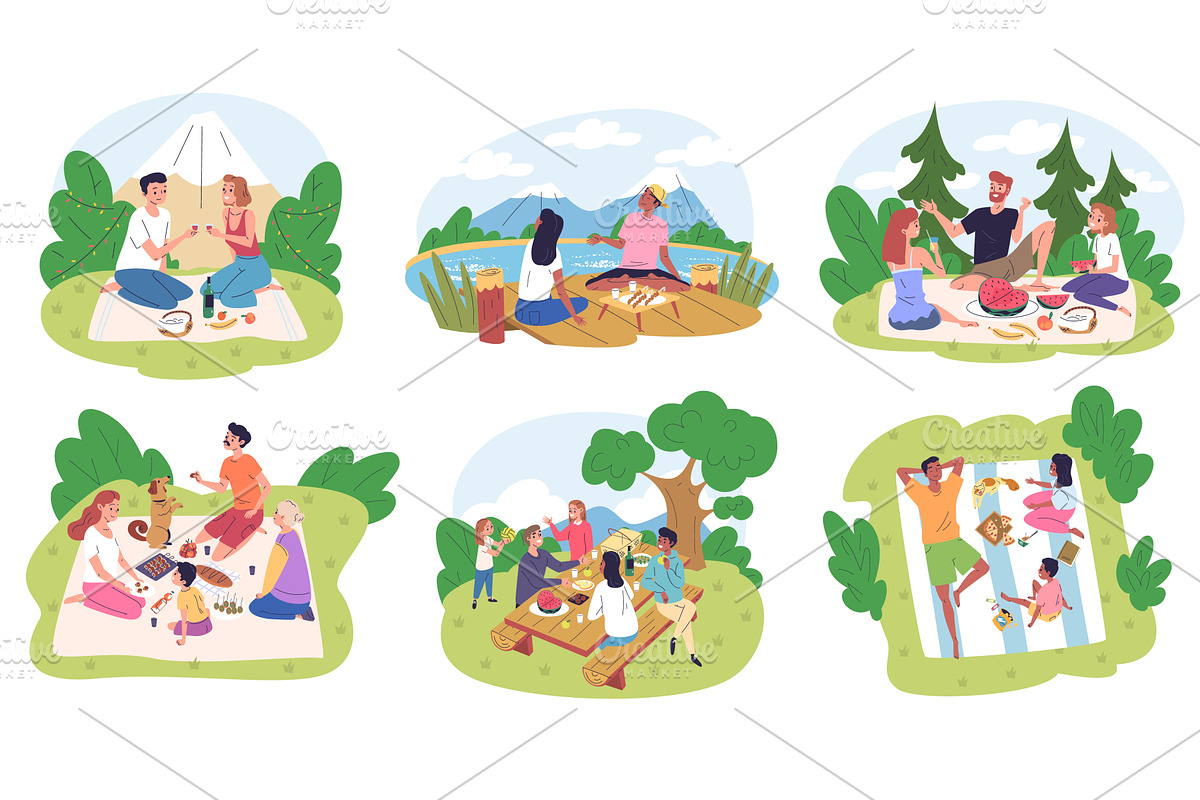 People picnic on nature. Family and, a Person Illustration by Stock-Smart-Start