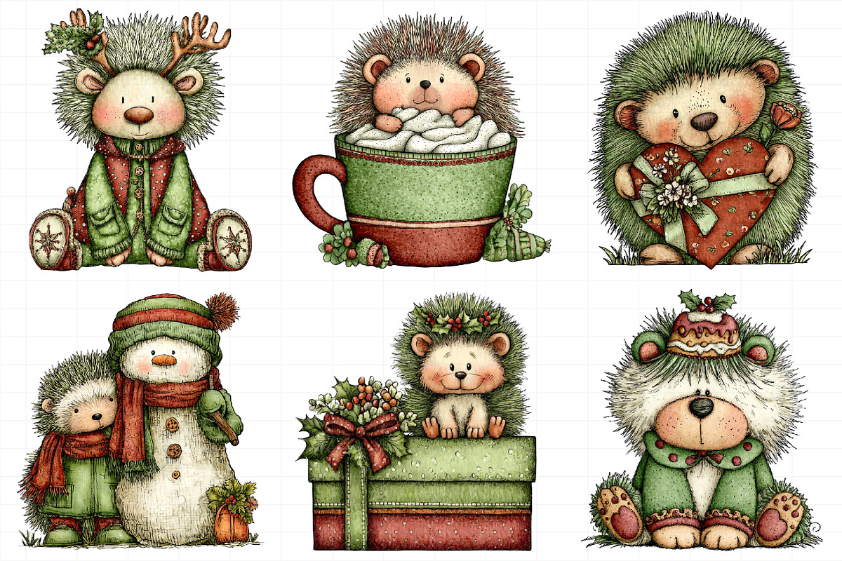 Hedgehog Christmas Clipart, an Illustration by Daily.Designs (Photo 5 of 5)