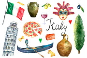 Watercolor set of Italy, a Food Illustration by Vikeriya (Thumbnail 2 of 6)