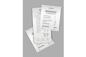 Payment check and receipts. Set of, a Finance Illustration by the8monkey