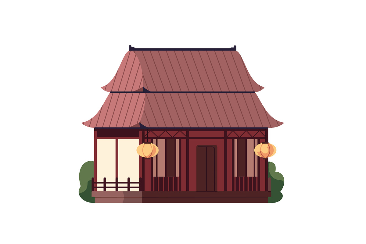 Chinese buildings set + banner, a Decorative Illustration by PaperTrident (Photo 6 of 12)