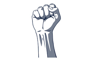 Rised fist hand gesture, an Object Illustration by Things for designers