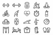 64 Fitness Workout Outline Icons, an Outline Icon by adenpinkstore (Thumbnail 17 of 18)