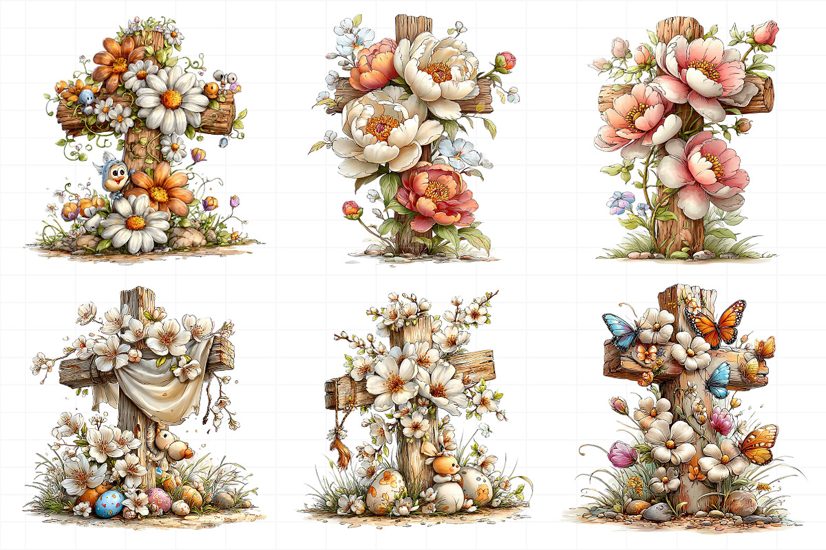 Easter Floral Cross Clipart, an Illustration by Daily.Designs (Photo 3 of 8)