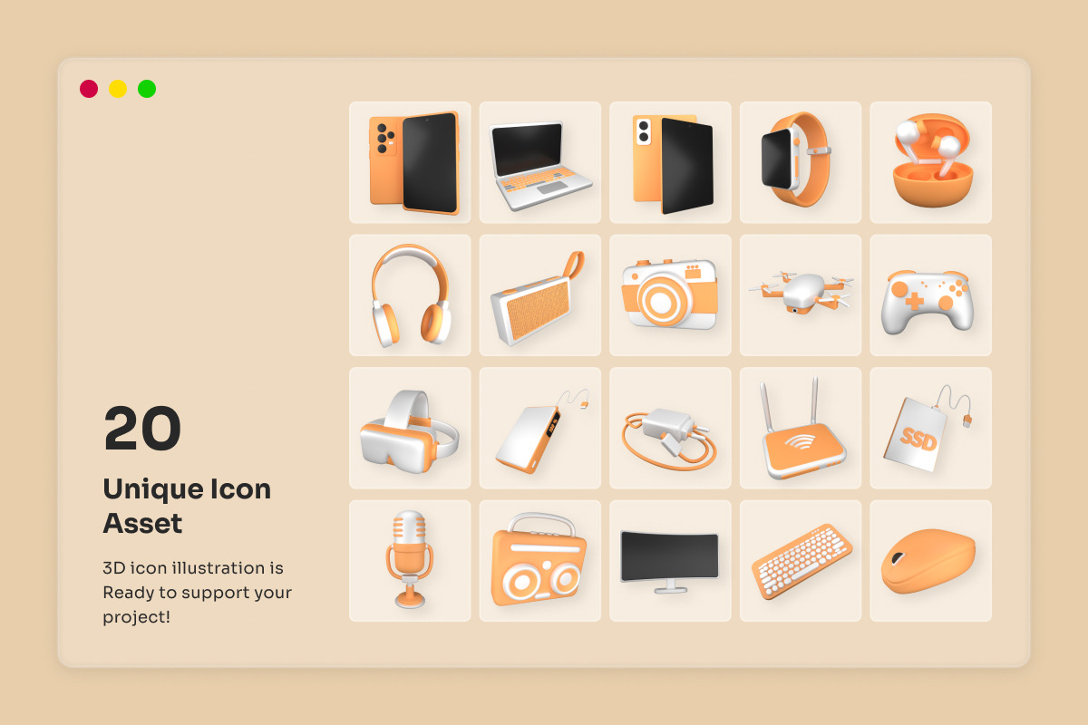 Digital Device 3D Icon Collection, a Technology Illustration by twinstd (Photo 6 of 6)