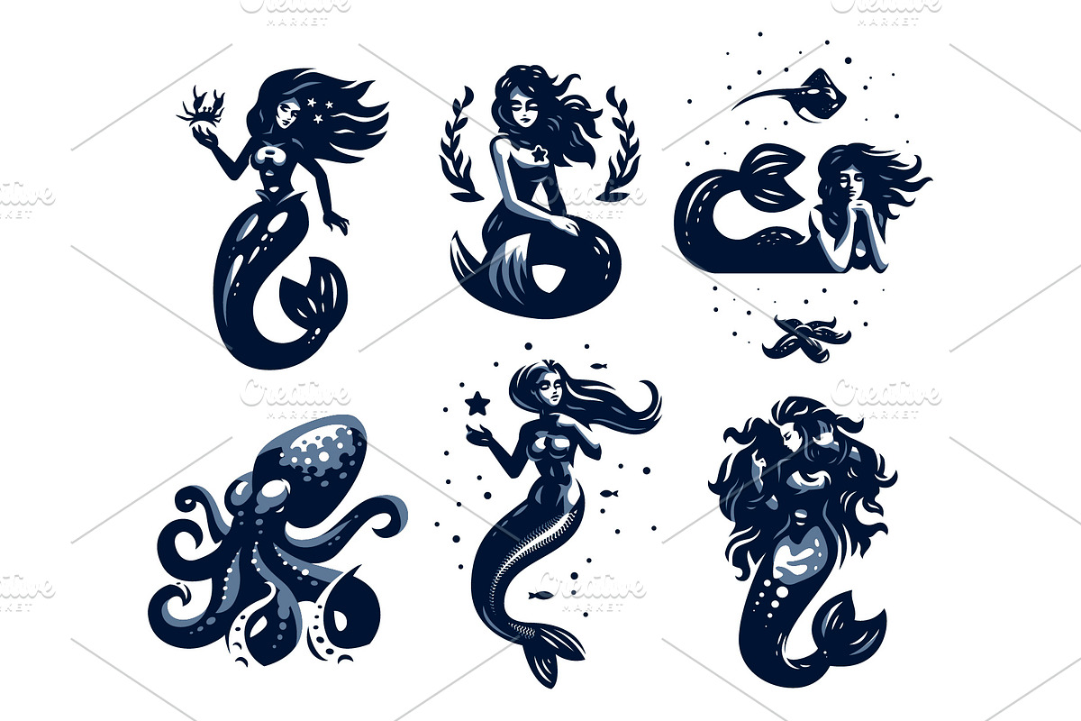 Mermaids and inhabitants of the sea., an Animal Illustration by Masterlevsha (Photo 1 of 2)