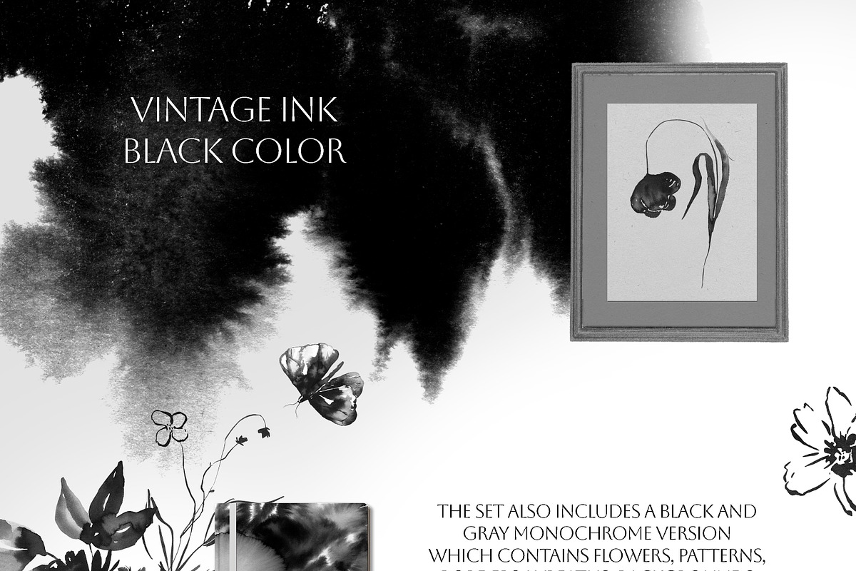 Vintage Ink- Flowers & Backgrounds, a Decorative Illustration by Les Frolova (Photo 15 of 15)