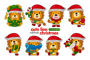 cute lion celebrate christmas, an Animal Illustration by MEDZ (Thumbnail 1 of 2)