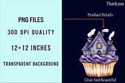 Watercolour Halloween Cupcake PNG, an Illustration by SinaCreation (Thumbnail 5 of 5)