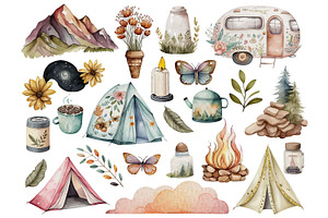 Glamping Camping Clipart Collection