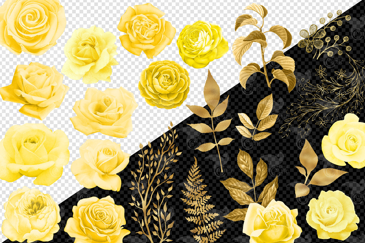 Yellow and Gold Floral Clipart, an Illustration by Digital Curio (Photo 4 of 5)