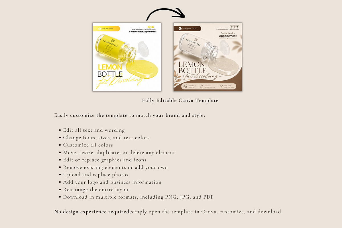 Lemon Bottle Instagram Canva, a Social Media Template by Click & Create Co (Photo 2 of 4)