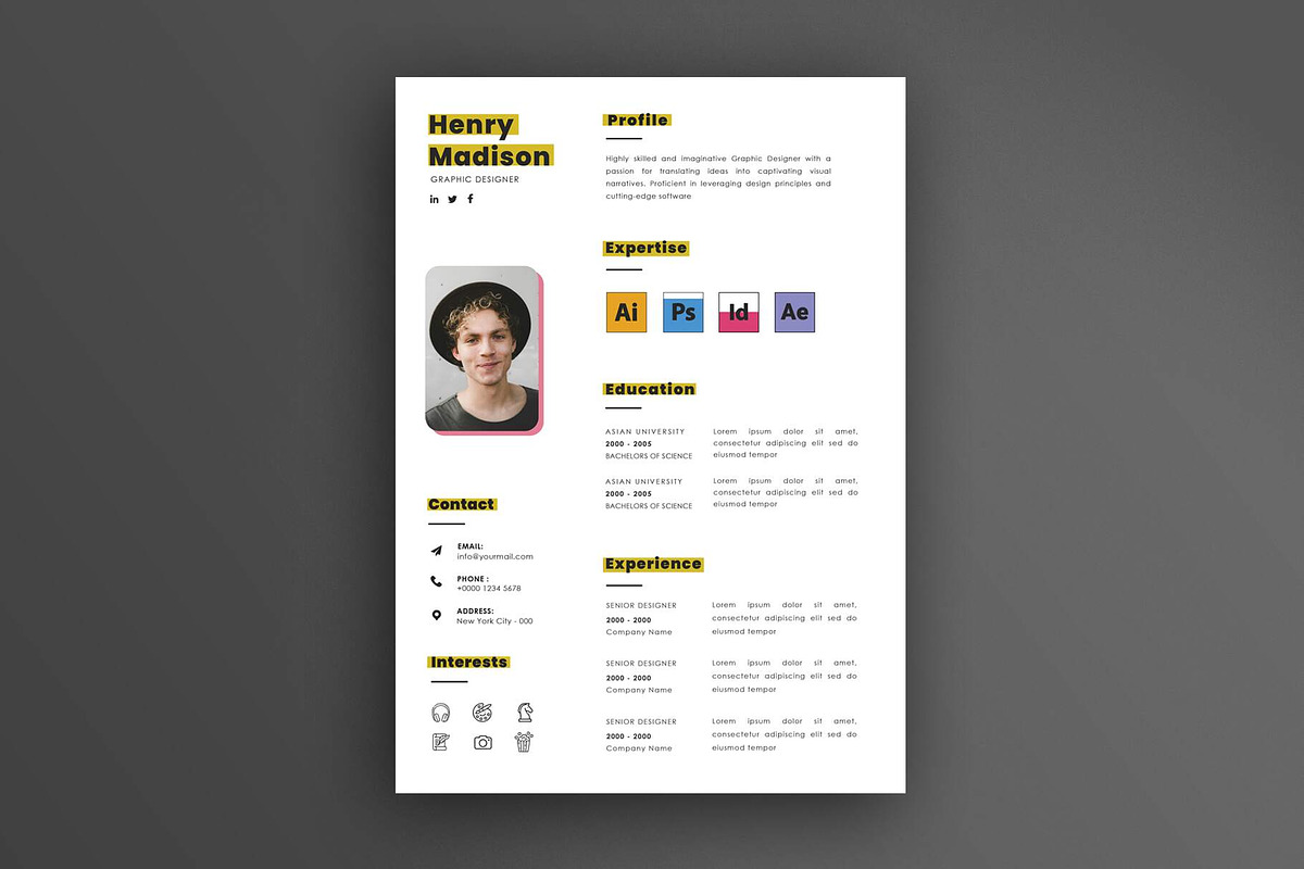 Graphic Designer Resume CV, a Resume Template by Saman Osama (Photo 2 of 4)