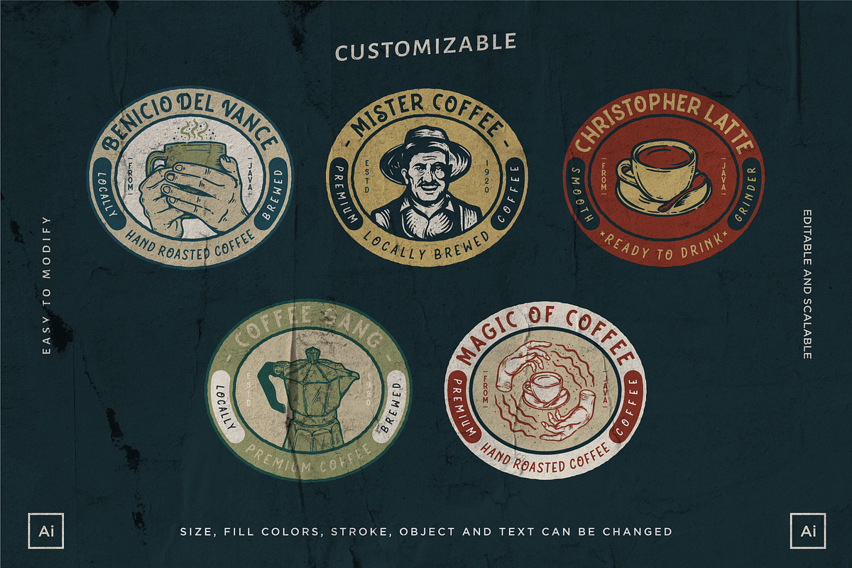Coffee Label and Logo Pack, a Branding & Logo Template by Wortfice (Photo 2 of 8)