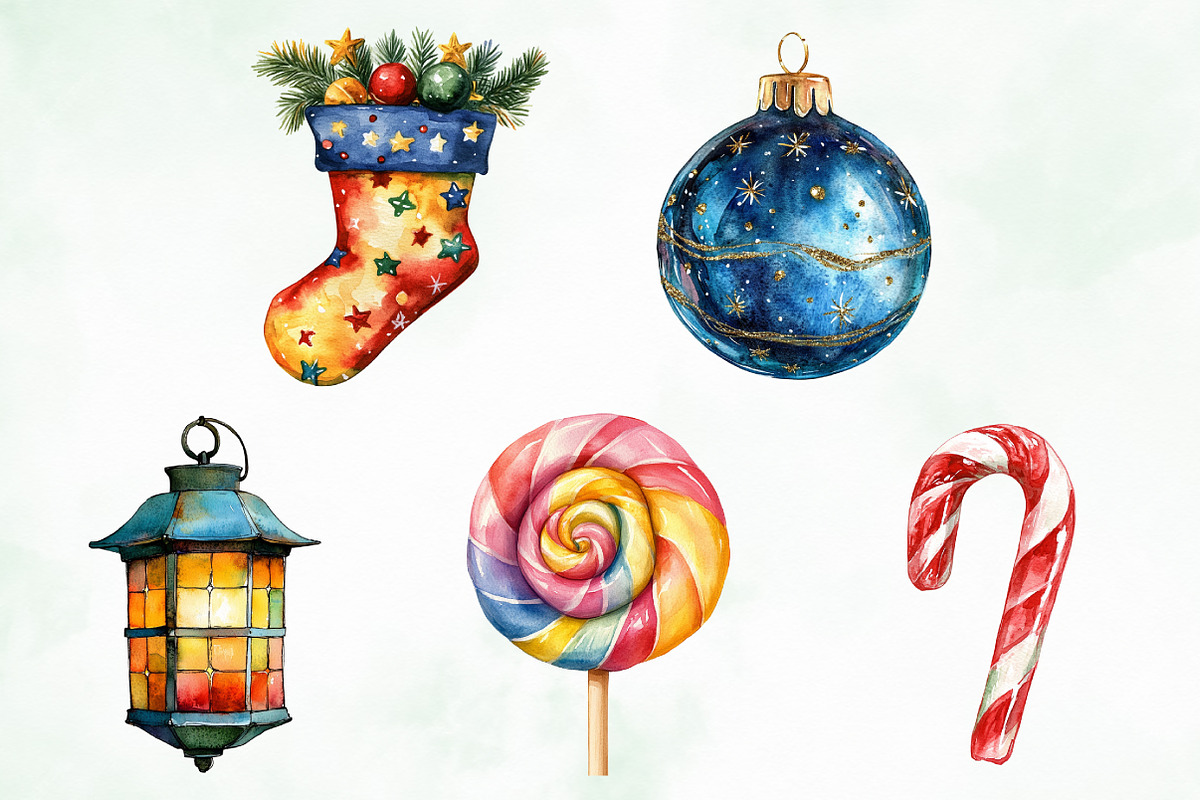 Watercolor Brush Doodle Christmas, an Illustration by Creative Art (Photo 9 of 10)