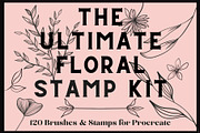Procreate Floral Stamp Kit, a Brush Add-On by KJP Designs (Thumbnail 1 of 11)