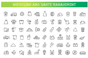 Recycling and Waste Management, an Outline Icon by Tettygreen