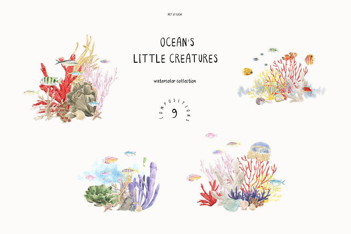 Ocean's Little Creatures, an Animal Illustration by LiChu Art (Photo 3 of 12)