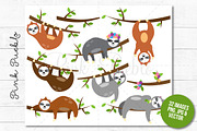 Cute Sloth Clipart and Vectors, an Illustration by PinkPueblo (Thumbnail 2 of 3)