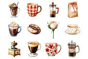 Watercolor Coffee Clipart, a Seasonal Illustration by Design Market (Thumbnail 2 of 5)