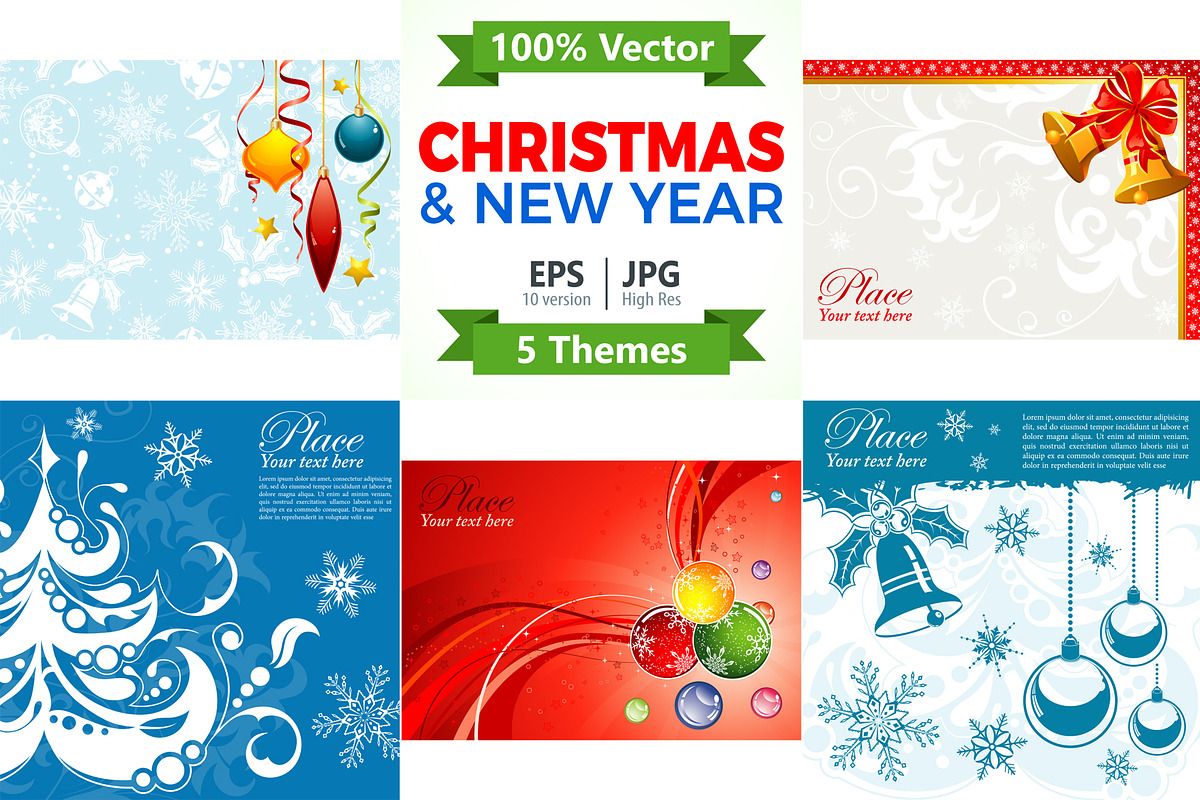 Christmas and New Year Backgrounds, a Decorative Illustration by TAlex (Photo 1 of 6)