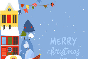 Christmas Town With Color Houses