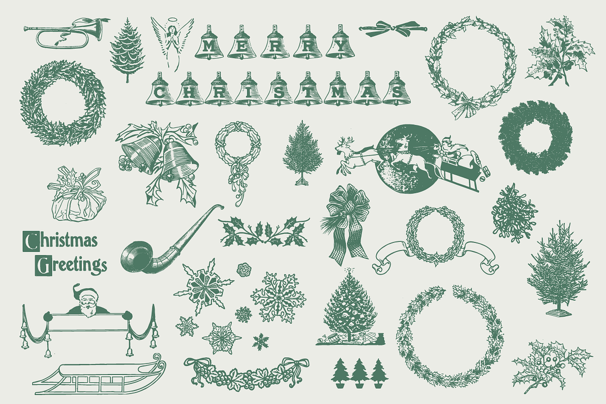 A VINTAGE CHRISTMAS | 29 Vectors, an Illustration by Britt & Kit (Photo 3 of 3)