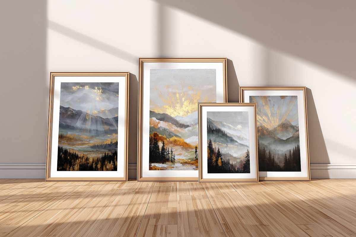 Golden Sunrise Landscape Art, a Decorative Illustration by Housui Patterns (Photo 6 of 12)