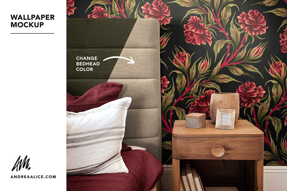 Wallpaper Mockup - Bedside 02, a Household Mockup by Andrea Muller (Photo 2 of 7)